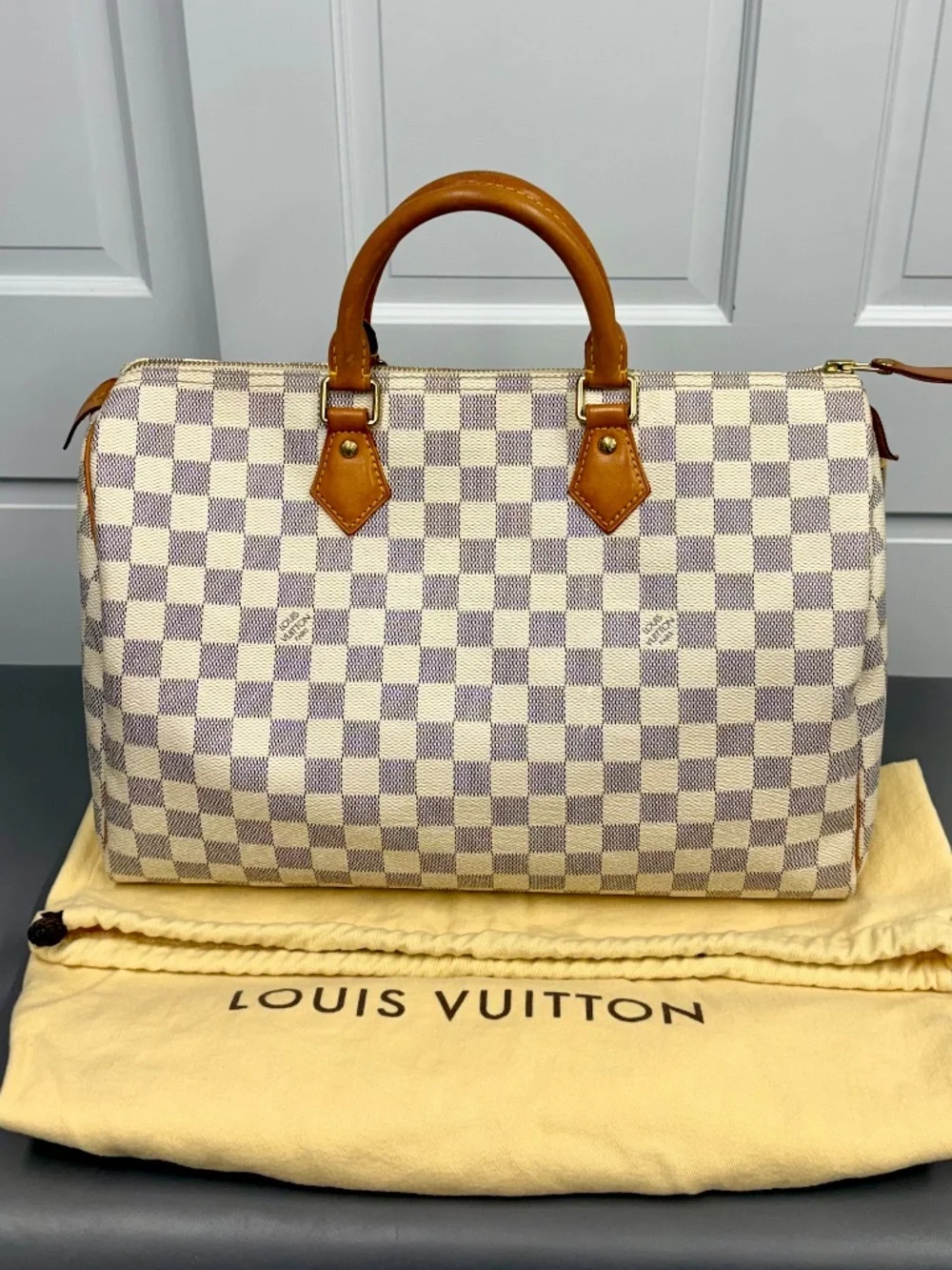 Louis Vuitton Damier Azur Speedy 35 Satchel Handbag